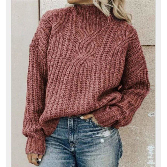 ModeGeist | Pullover - Damen Winter Vintage Kabelstrickpullover