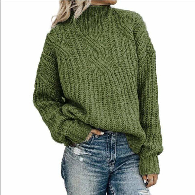 ModeGeist | Pullover - Damen Winter Vintage Kabelstrickpullover