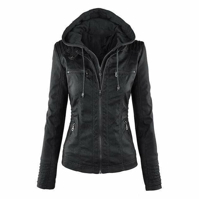 ModeGeist | Kapuzenjacke Aus Leder mit Kapuze