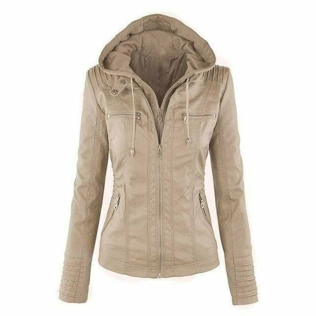 ModeGeist | Kapuzenjacke Aus Leder mit Kapuze