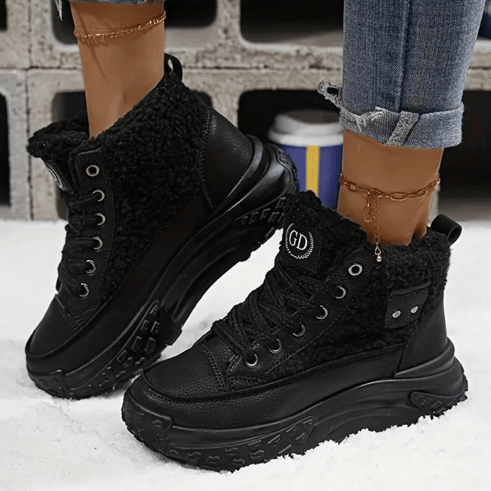 MODEGEIST Damen Ankle Boots Blockabsatz Mittlere Höhe Winterstiefel