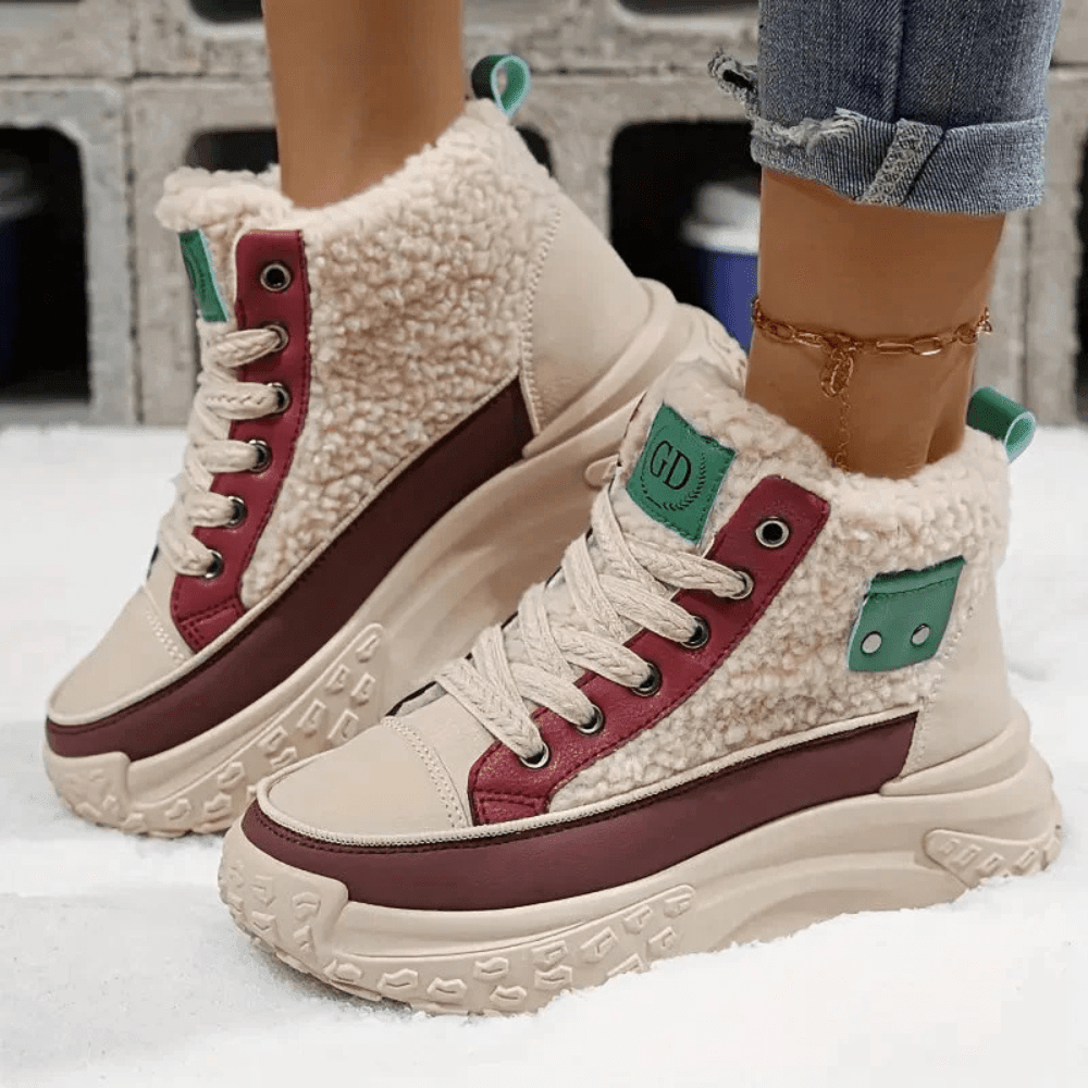 MODEGEIST Damen Ankle Boots Blockabsatz Mittlere Höhe Winterstiefel