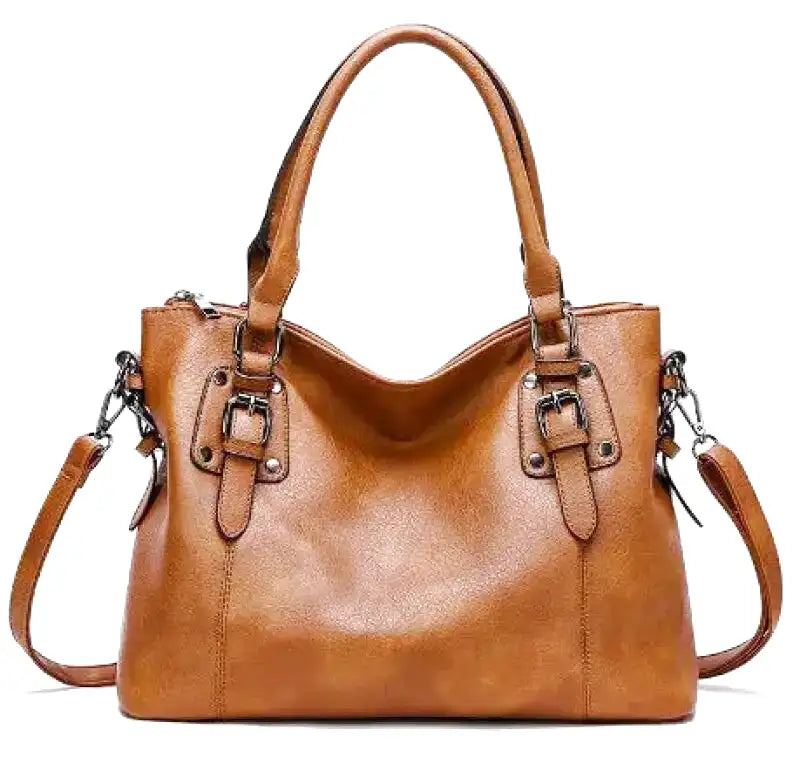 Isabella: Geräumige Vintage-Handtasche aus weichem Leder mit Schulterriemen