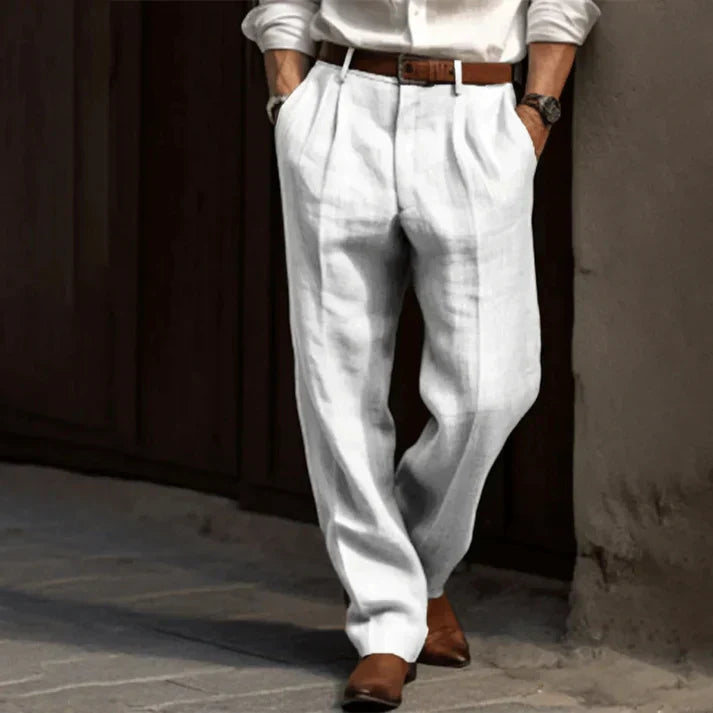 Herren-Leinenhose mit Fronttaschen, leicht