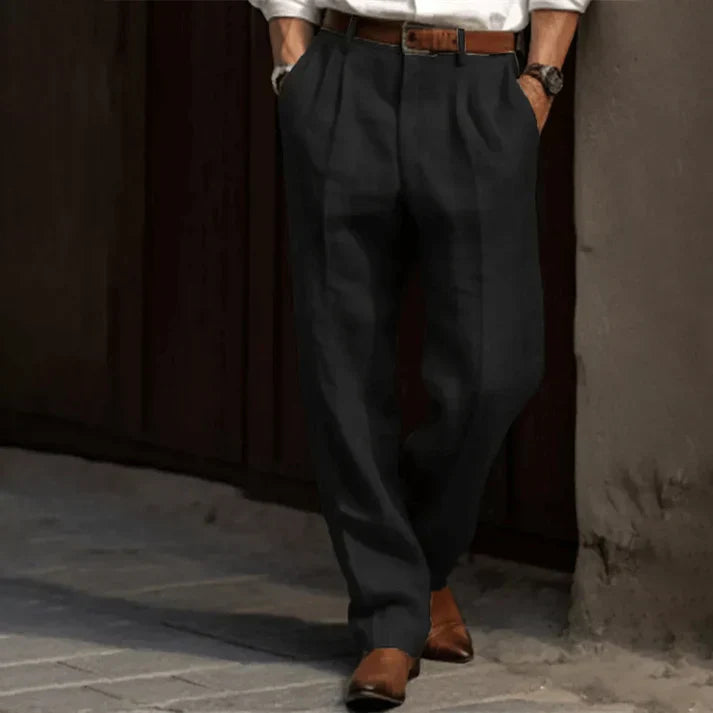Herren-Leinenhose mit Fronttaschen, leicht