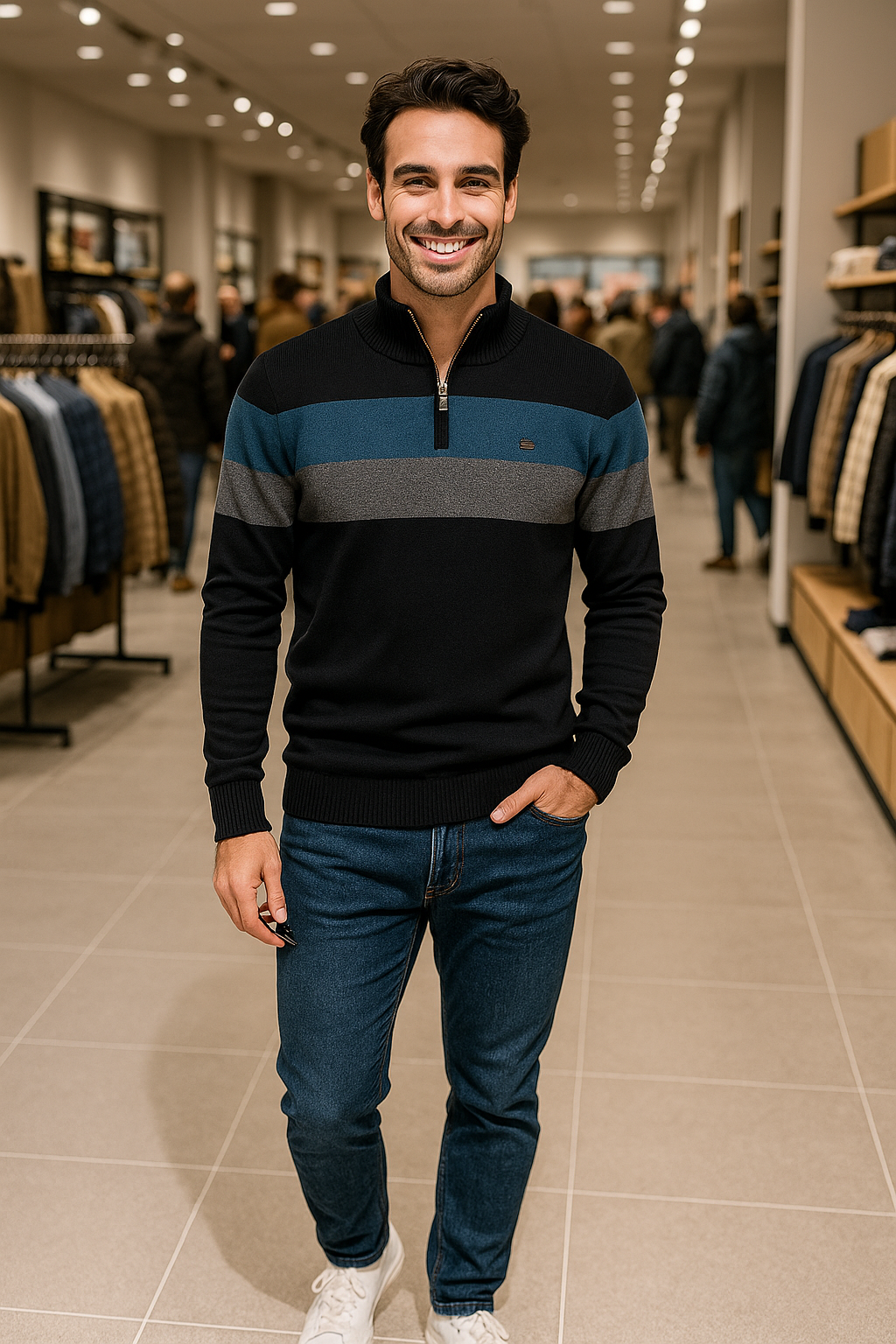 ModeGeist | Wärmer Strickpullover mit Reißverschluss für Den Winter