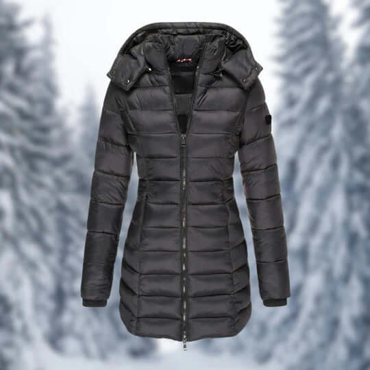 ModeGeist | Damen Mittellanger Wintermantel mit Abnehmbarem Kapuze