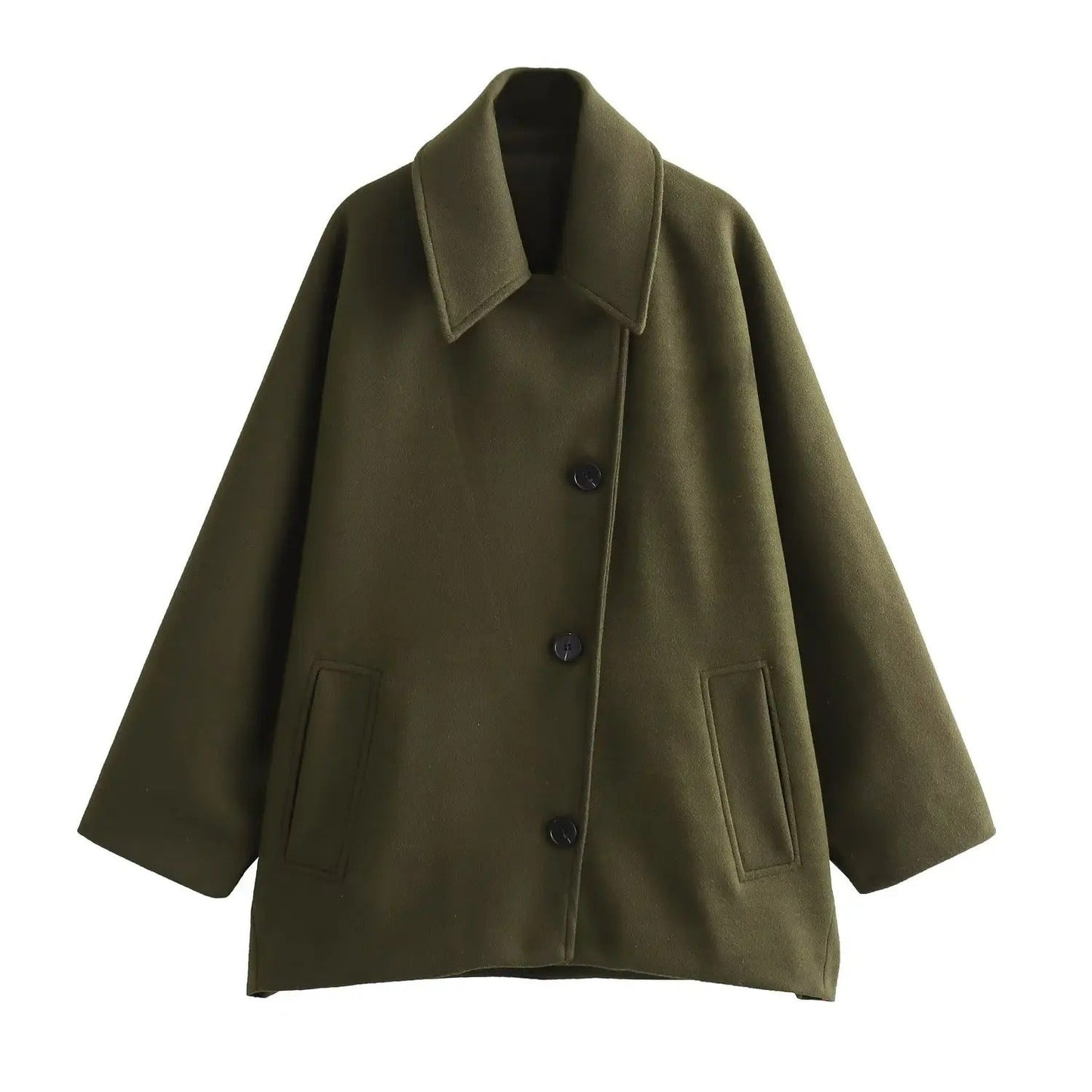 ModeGeist | Trendy kurze Jacke mit Polokragen und Kapuzenärmeln aus Mischgewebe
