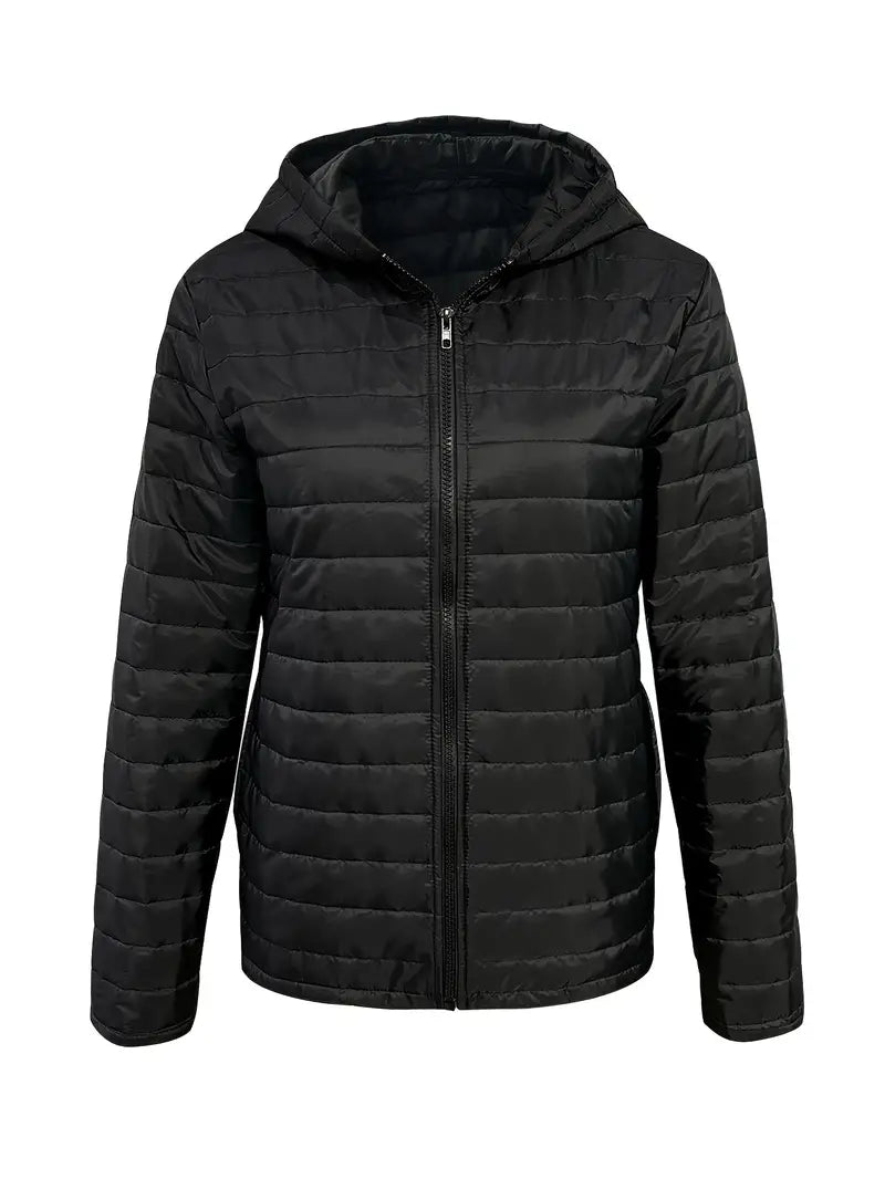 ModeGeist | Hüftlange Kapuzen-Licht-Steppjacke