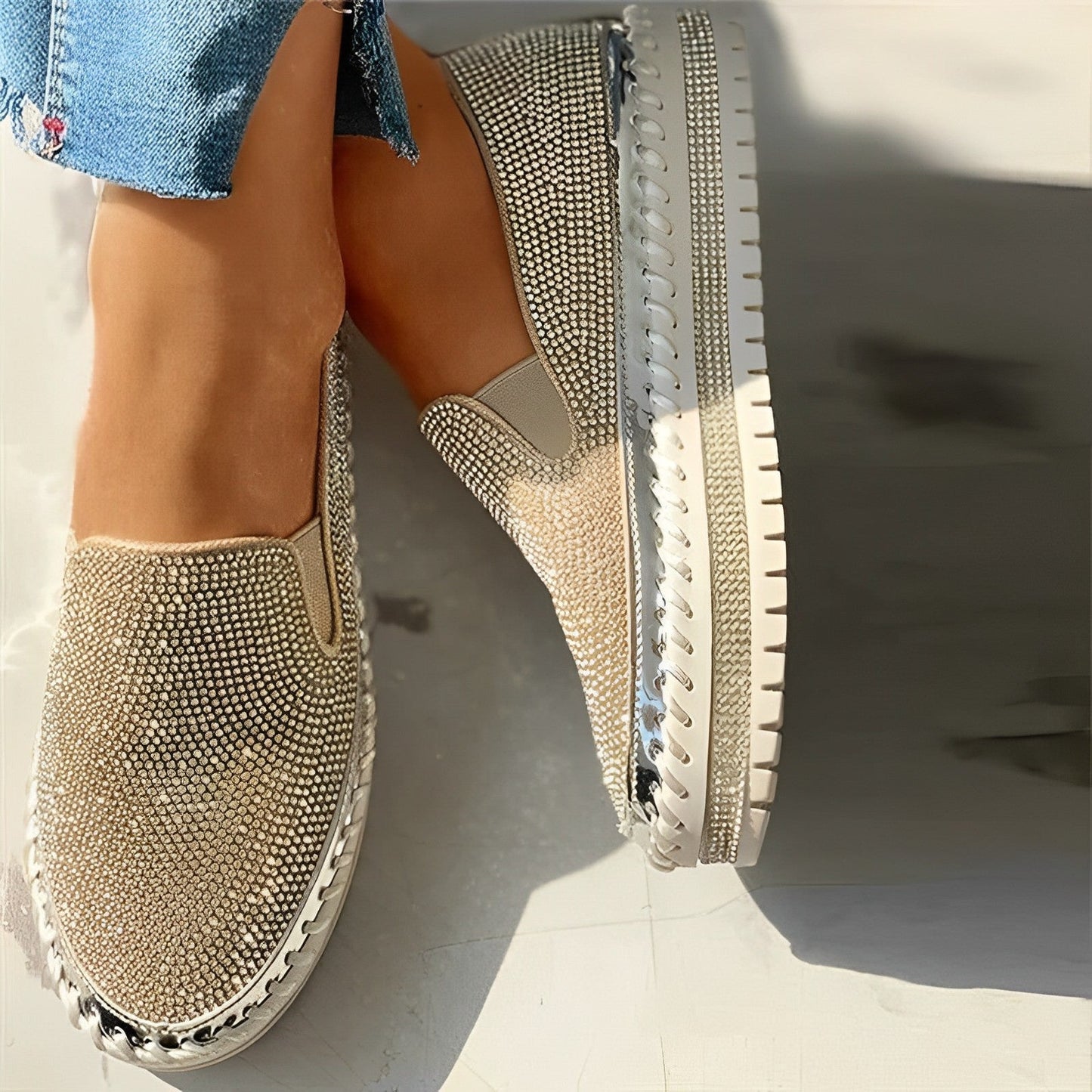 Diamant-Design Loafer mit Candy-Gem-Glitzereffekt