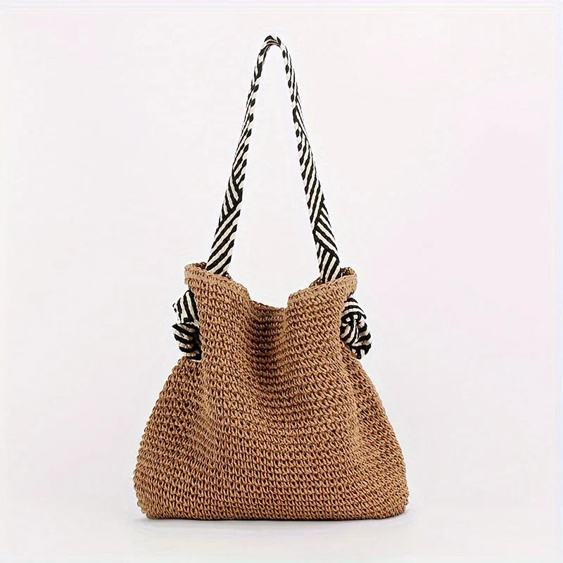 SHALEEN - Geflochtene Handtasche mit Stoffgriffen