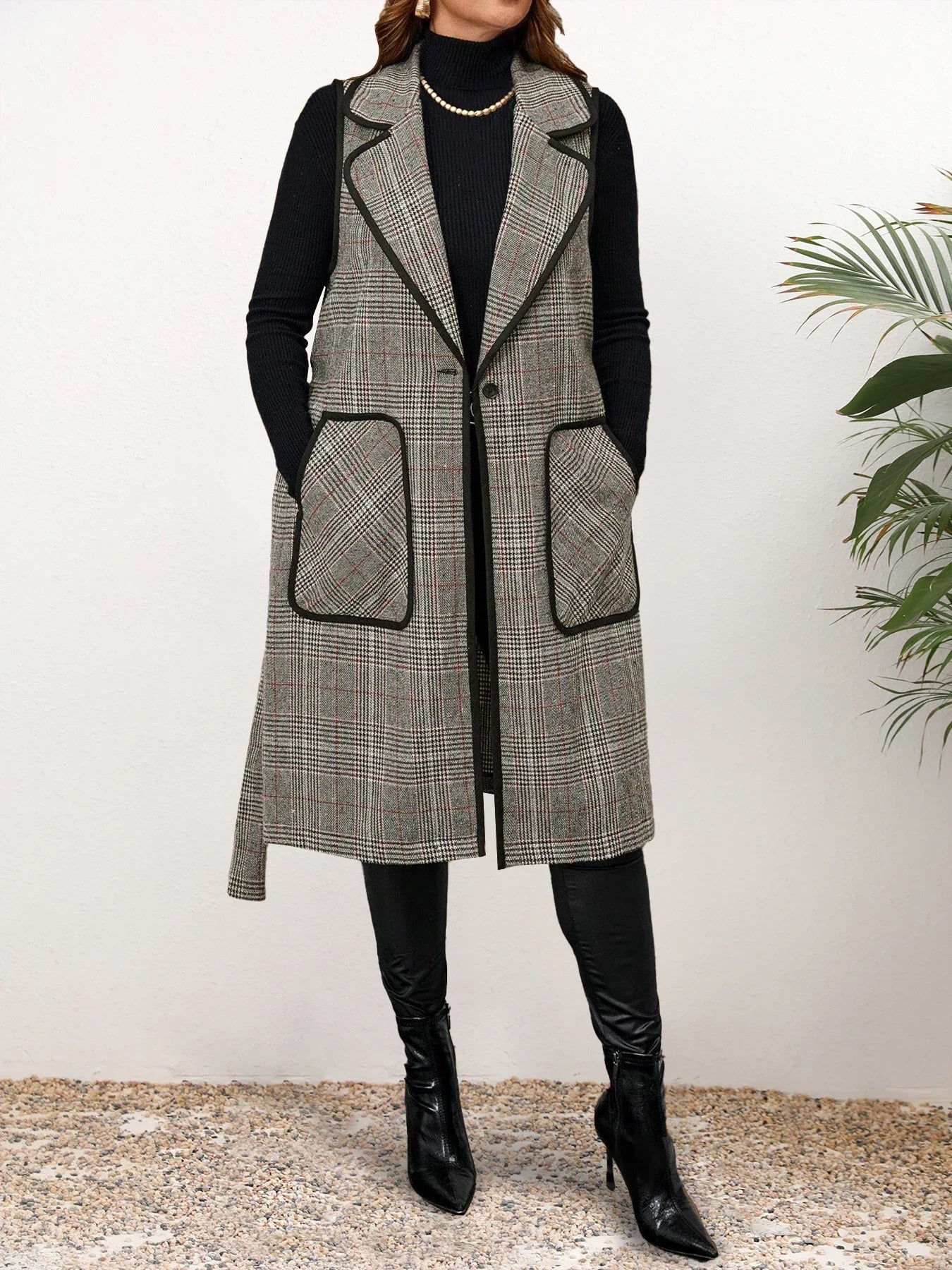 ModeGeist | Elegante Ärmellose Weste Im Karodesign