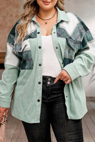 ModeGeist | Plus Size Karos Shacket Jacke für Damen