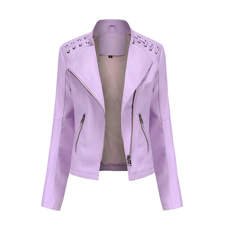 ModeGeist | Pudriges Lederjacke mit Reißverschluss