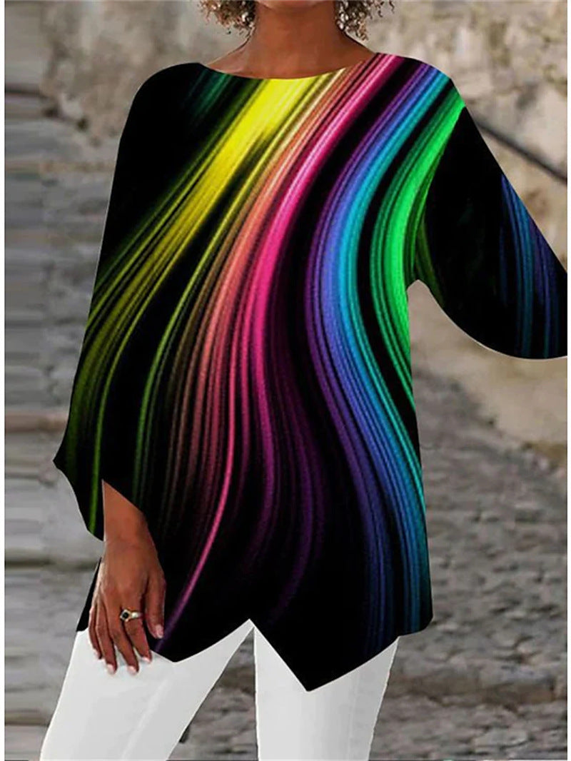 Langarmshirt mit Rundhalsausschnitt und geometrischem Muster von Fudus