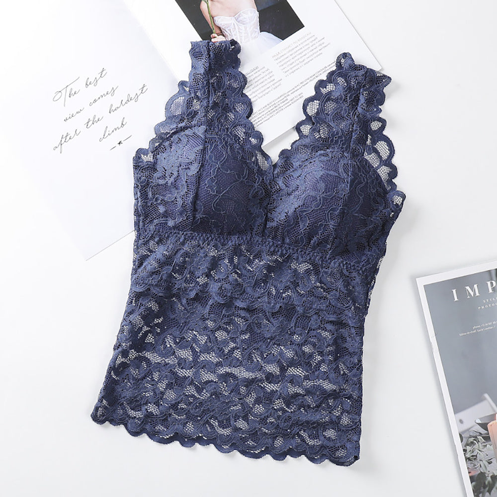 Fudus Damen Wickeltop mit Spitze