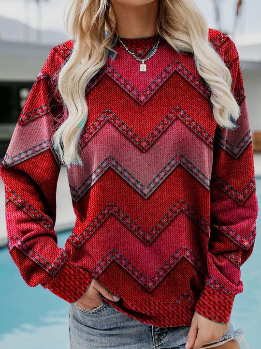 ModeGeist | Lässiges Sweatshirt mit Zickzack-muster Weich und Trendy Perfekt für Den Alltag