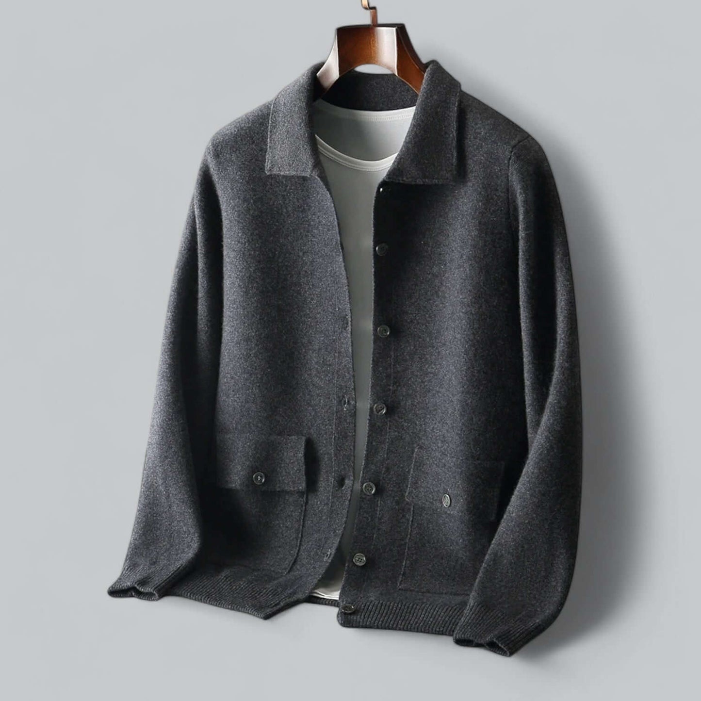 ModeGeist | Herren Kaschmir-Mischung Cardigan Jacke