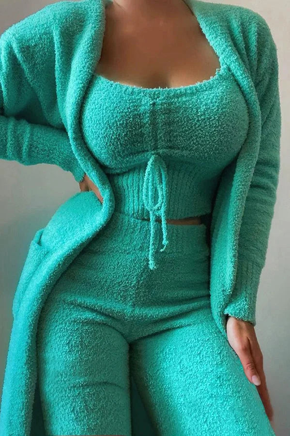Damen-Pyjama aus Fleece in 3 Teilen, bequem und von Frauke