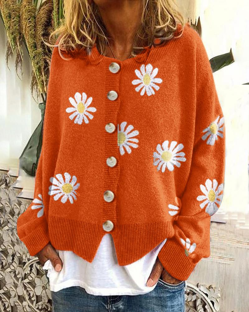 ModeGeist | Blumengemusterte Strickjacke Weich und Leicht Lässige Eleganz