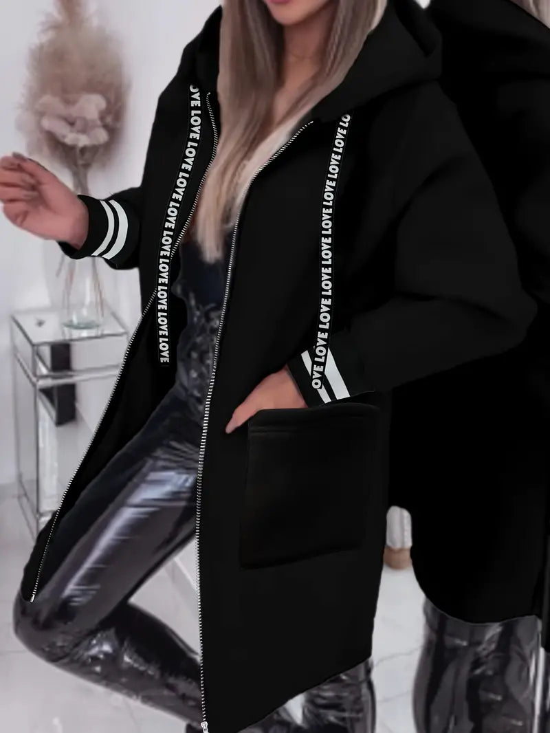 ModeGeist | Kapuzenjacke mit Kordelzug und Reißverschluss