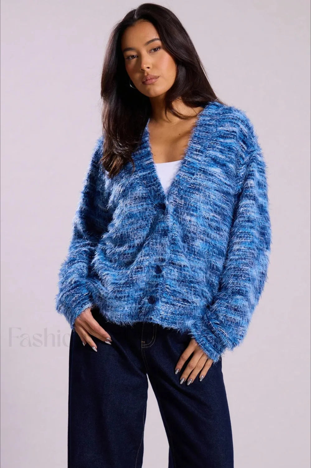 ModeGeist | Vintage-gestreifte V-Ausschnitt-Strickjacke