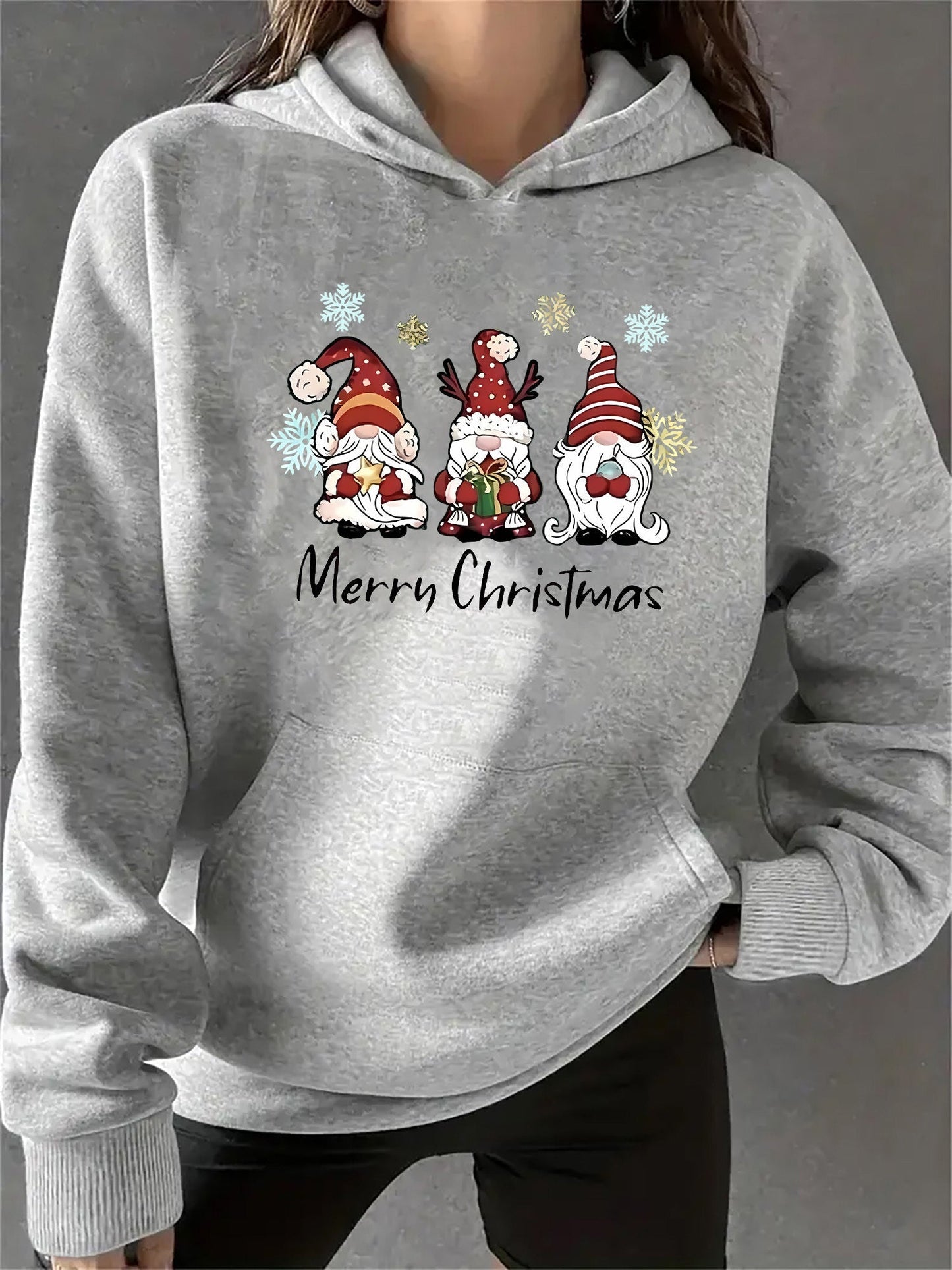 ModeGeist | Kapuzenpullover mit Weihnachtsdruck Baumwolle Weihnachtsmann Design