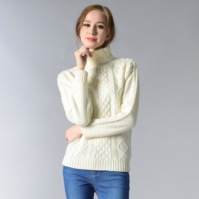 ModeGeist | Damen Rollkragenpullover mit langen Ärmeln und Kabelstrick