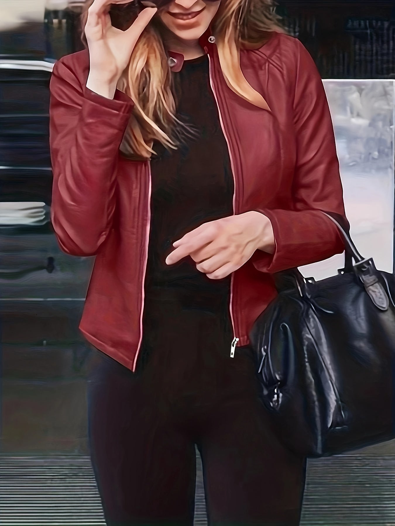 ModeGeist | Reißverschluss Vorne Kunstleder Cropped Jacke