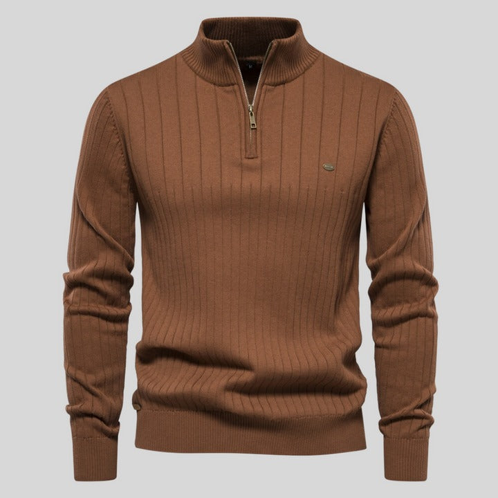 ModeGeist | Strickpullover mit Half-zip Wollmischung Warm, Klassisch