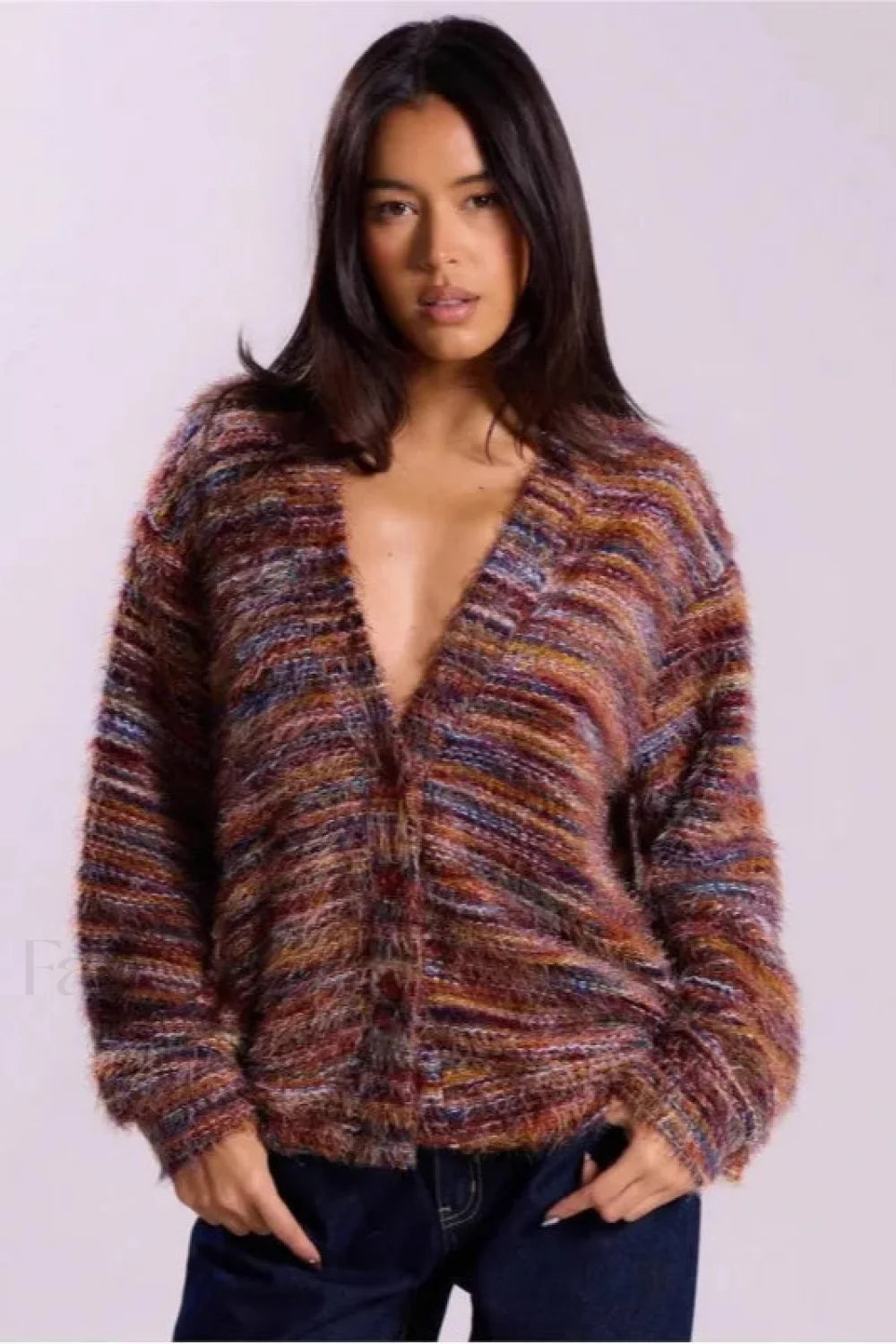 ModeGeist | Vintage Streifen Cardigan mit V-Ausschnitt