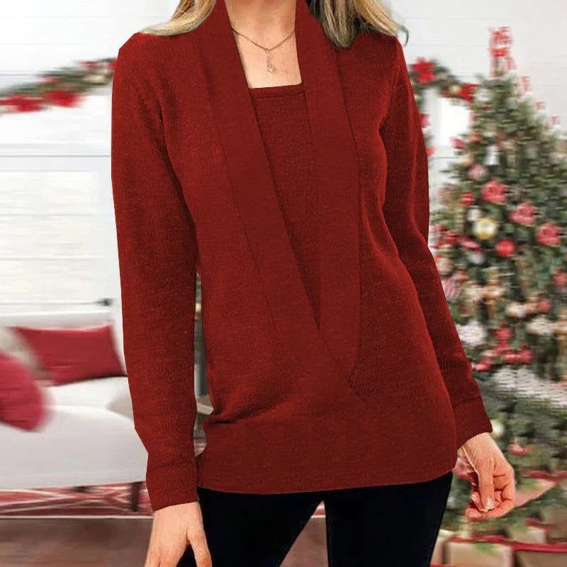 ModeGeist | Fake Zweiteiler V-Ausschnitt Strickpullover