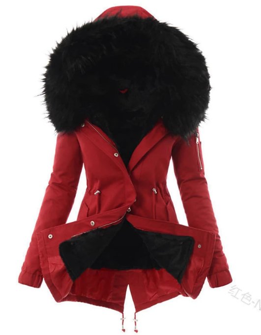 ModeGeist | Fleecegefütterter Winterparka Kapuzenmantel mit Fellbesatz