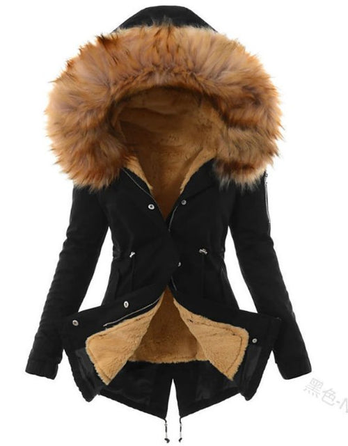 ModeGeist | Fleecegefütterter Winterparka Kapuzenmantel mit Fellbesatz