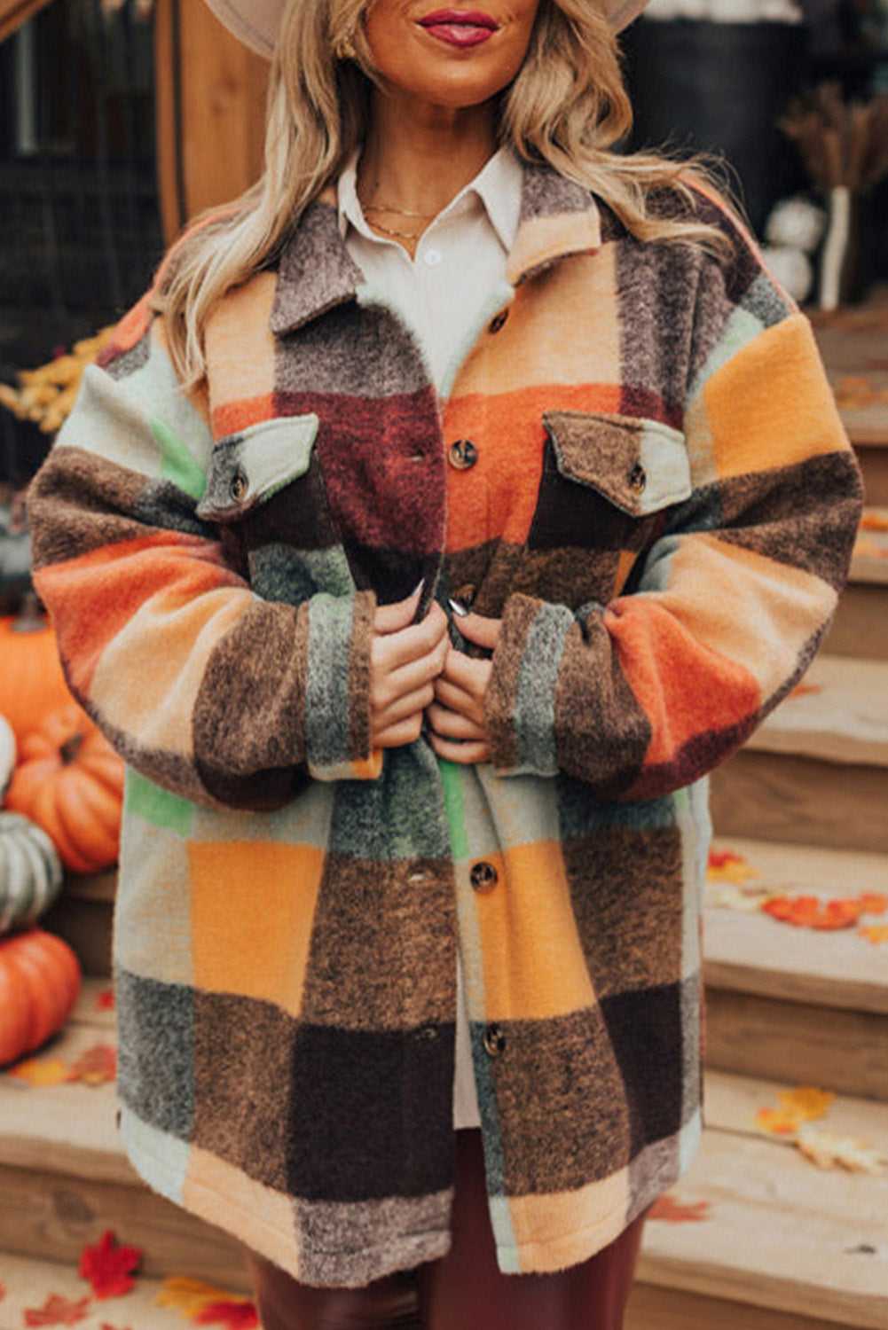 ModeGeist | Karierte Wolljacke Polyester-mischung Bunt und Warm