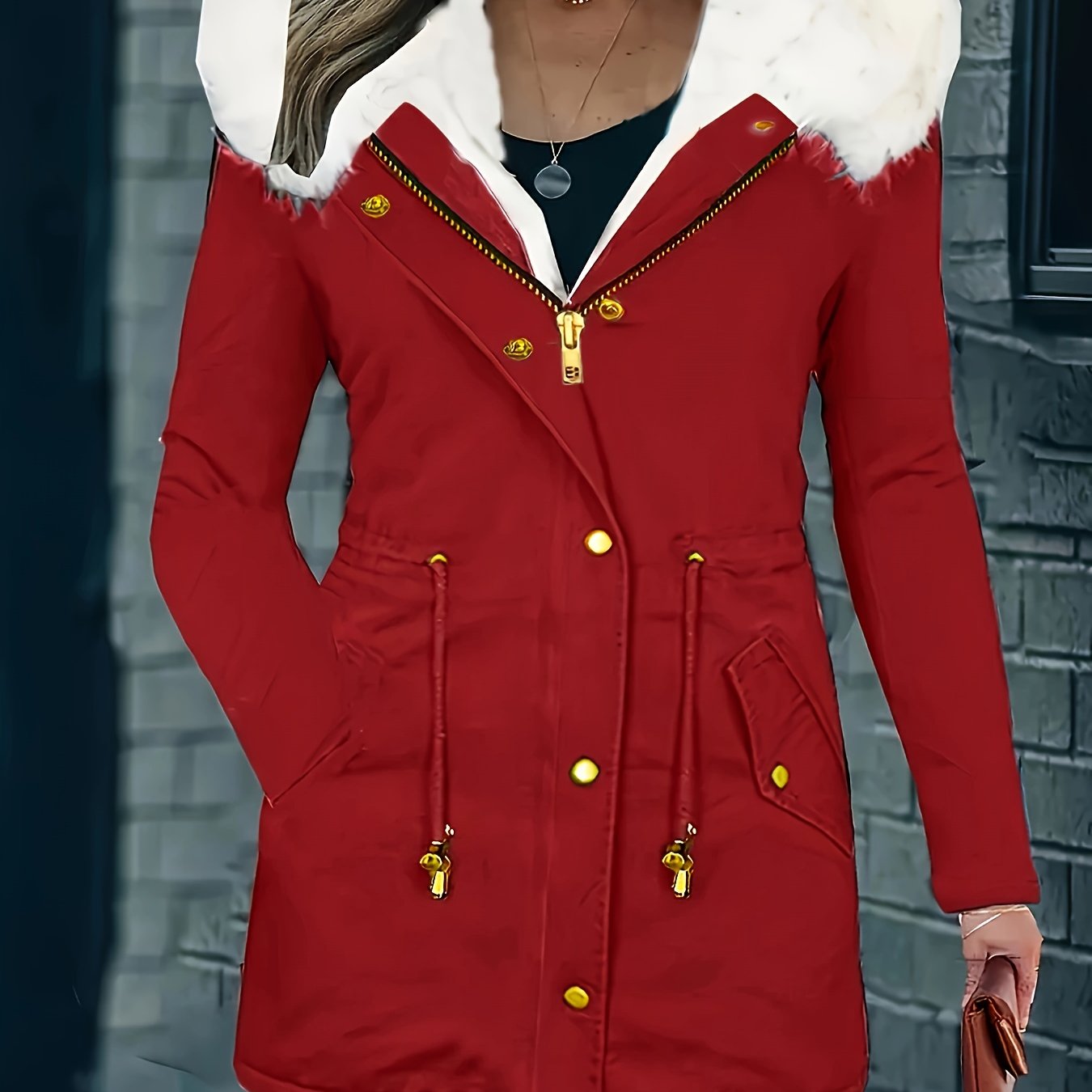 ModeGeist | Freizeitjacke mit Kapuze und Kunstfell