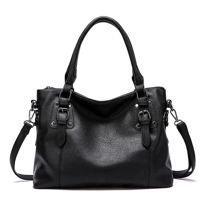 Edle Leder-Schultertasche in Azure