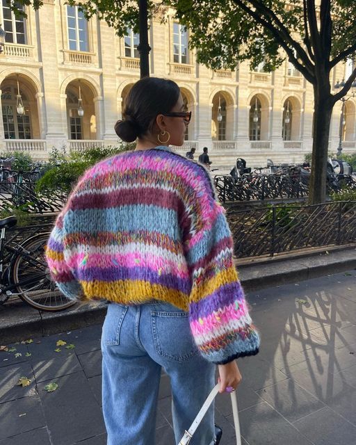 ModeGeist | Gestreifter Offener Pullover