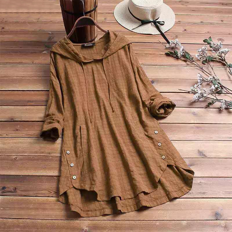 MODEGEIST Damen Hoodie-Kleid Karierte Muster Verstellbare Kapuze