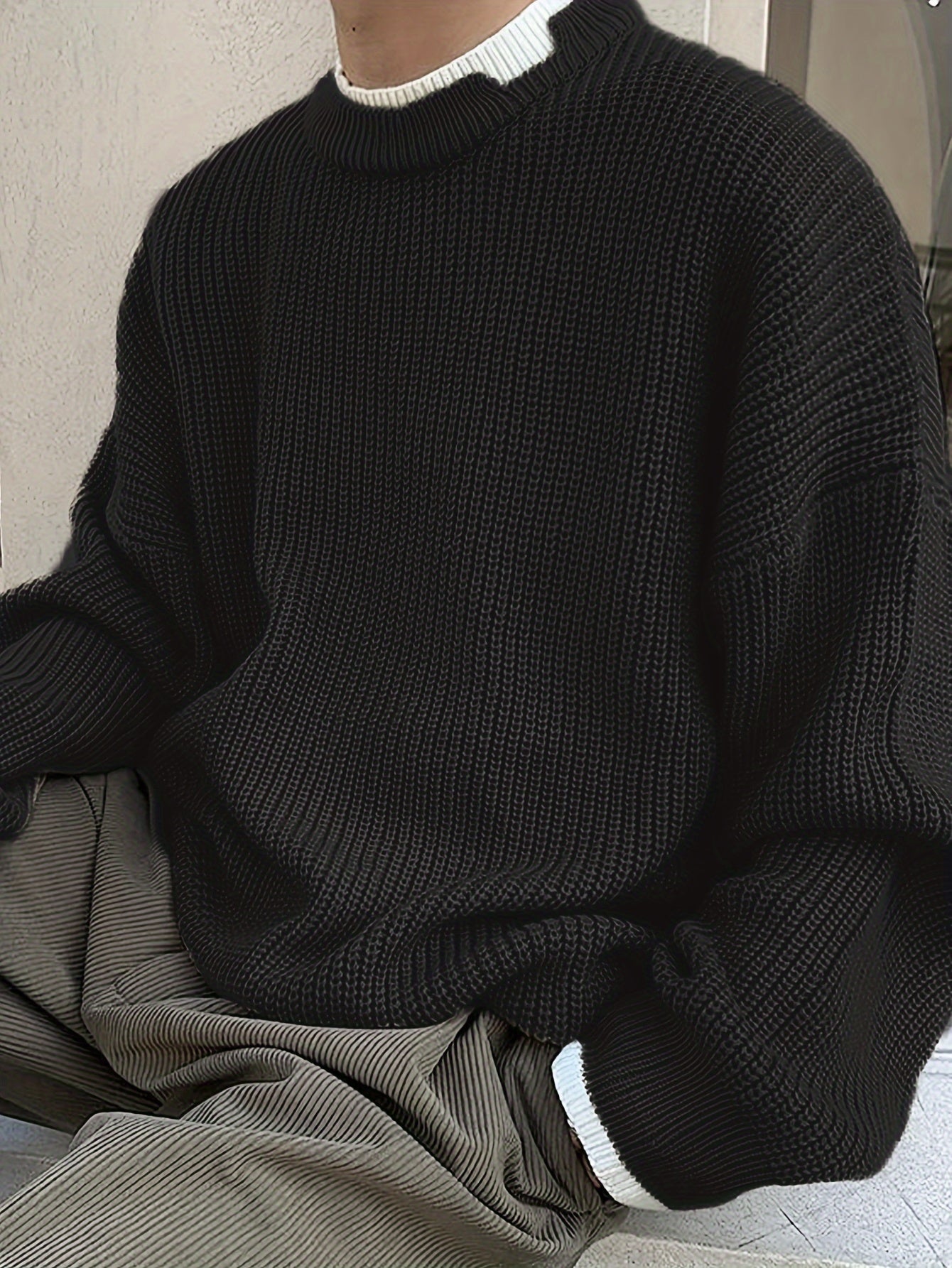 ModeGeist | Überdimensionierter Strickpullover Acryl Lässig und Warm