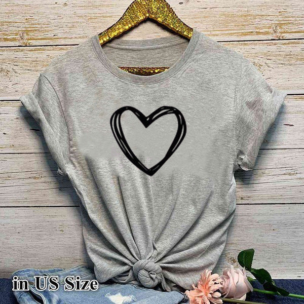 Damen T-Shirt mit kurzen Ärmeln von Fudus, Herzmuster