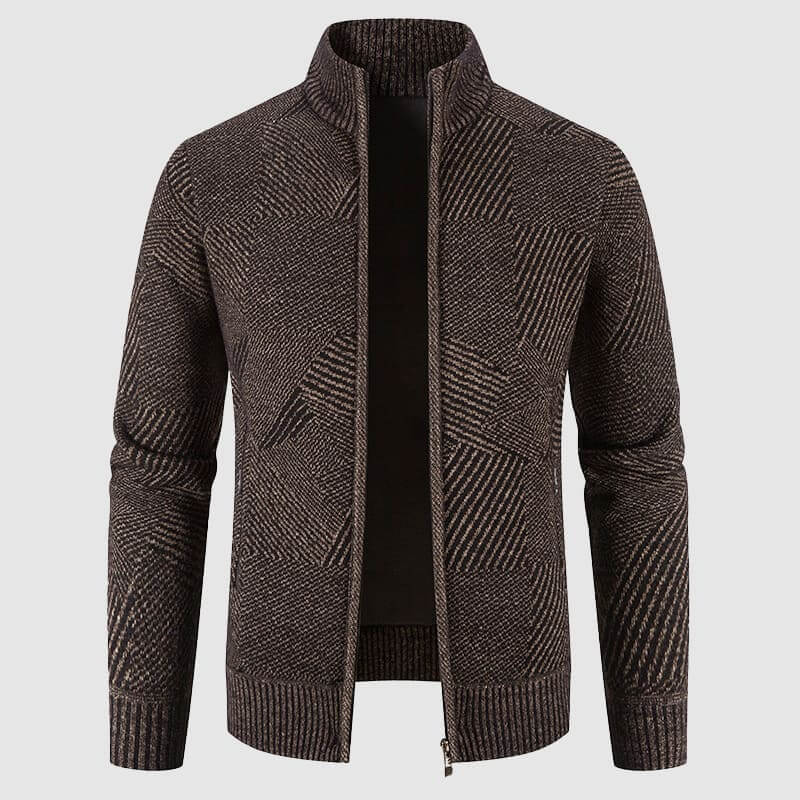 ModeGeist | Herren geometrisches Strick-Cardigan-Jacke