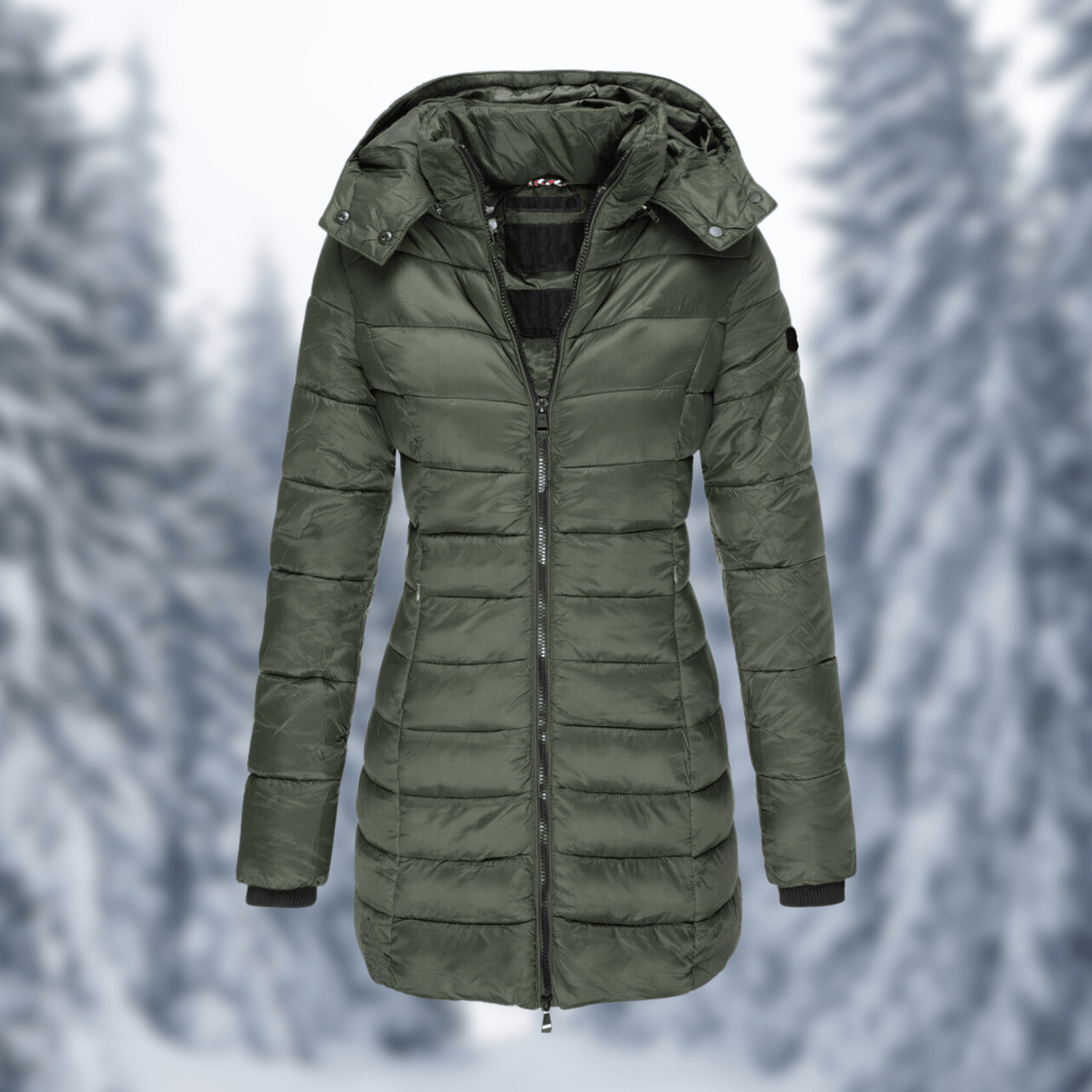 ModeGeist | Damen Mittellanger Wintermantel mit Abnehmbarem Kapuze