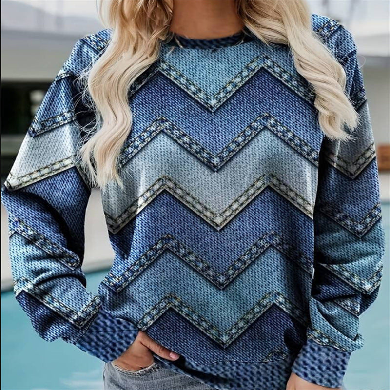 Damen Sweatshirt mit geometrischem Muster von Fudus