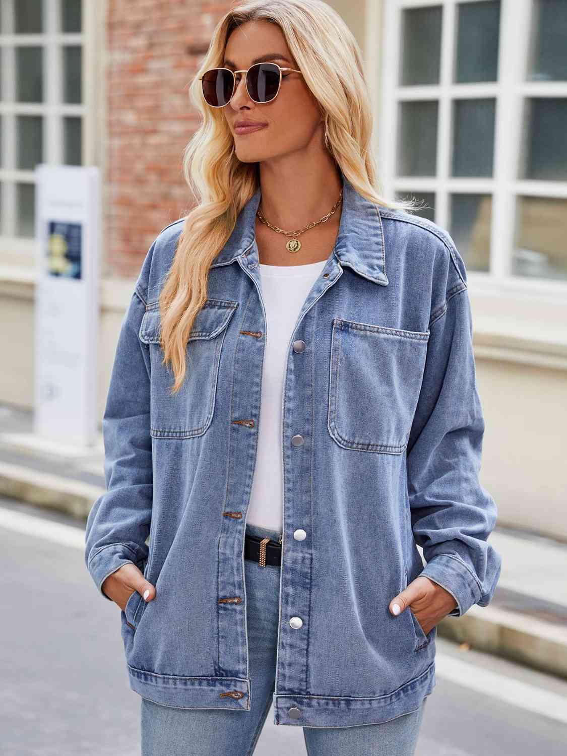 ModeGeist | Knopf-Down Denimjacke mit Taschen