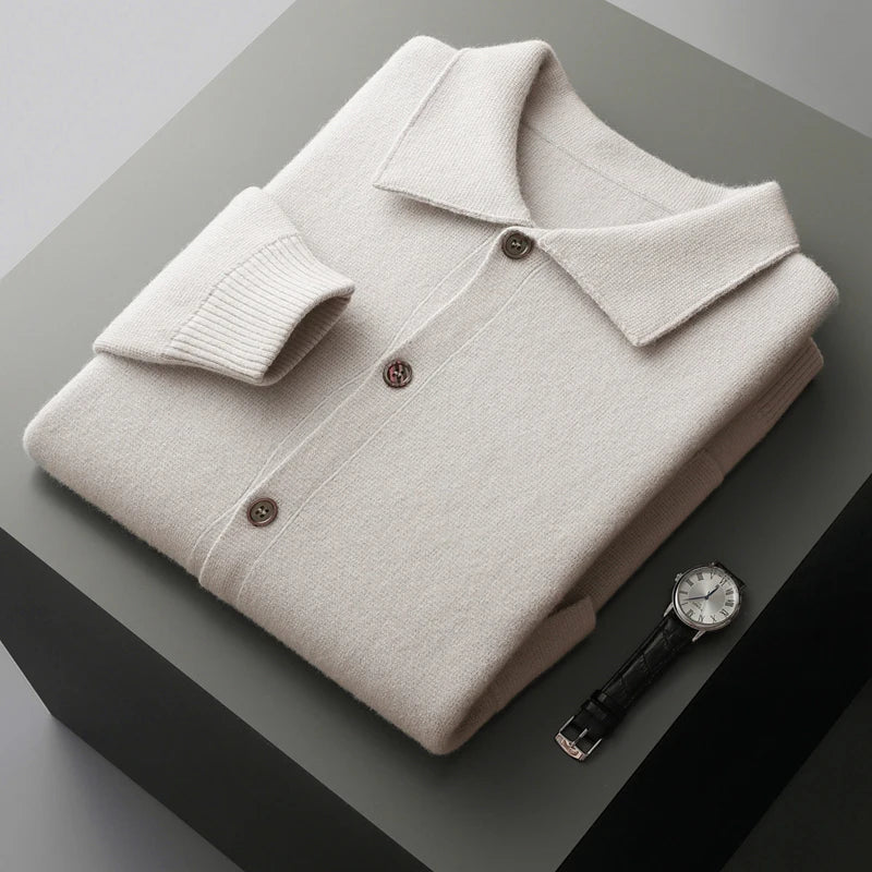 Herren-Knopfmantel mit Revers und Taschen