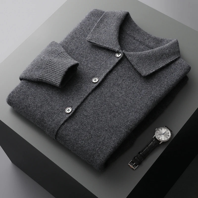 Herren-Knopfmantel mit Revers und Taschen