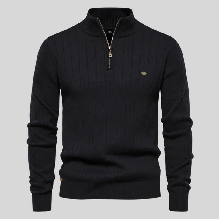ModeGeist | Strickpullover mit Half-zip Wollmischung Warm, Klassisch