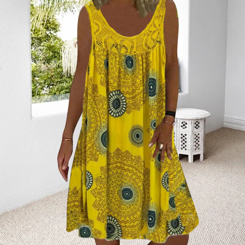 MODEGEIST Damen Sommerkleid Ärmellos Leicht Viskose Midi-Kleid