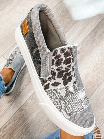 MODEGEIST Damen Slip-On Sneakers Komfort Schmerzlindernd Canvas